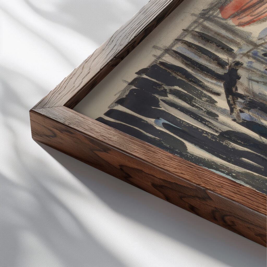 Staende figur   1909 1910 Edvard Munch close up dark wood mockup